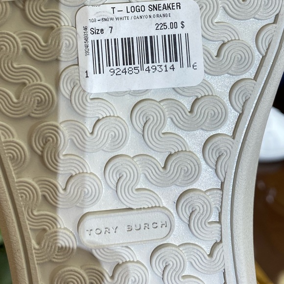 Tory Burch T-LOGO Leather Low Top Sneaker Orange - Picture 10 of 12